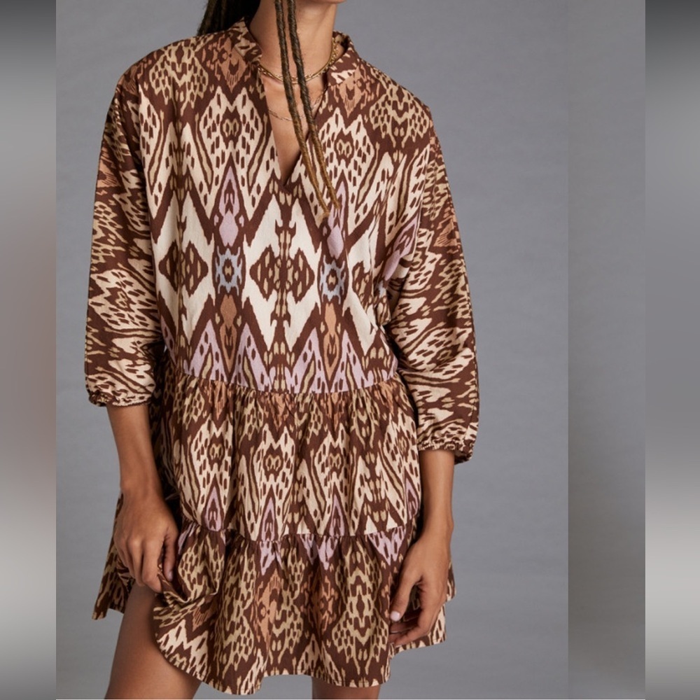 Anthropologie Conditions Apply Label cotton mini dress with geometric print M